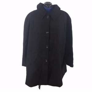 NWT Woman Within 26W black wool blend long high collar‎ car winter coat